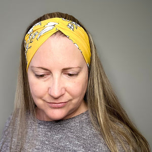 Pink or Yellow Drawn Floral Headband
