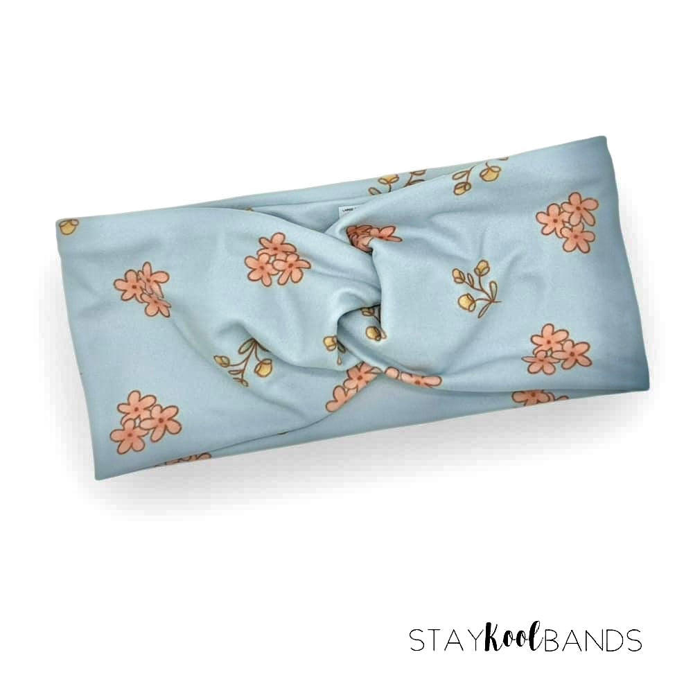 Dainty Floral on Baby Blue Headband