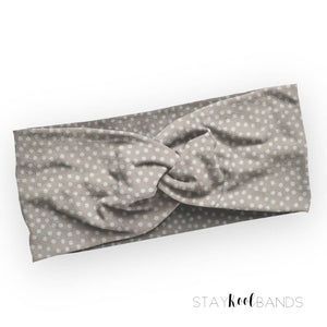 polka dots in white on cream headband