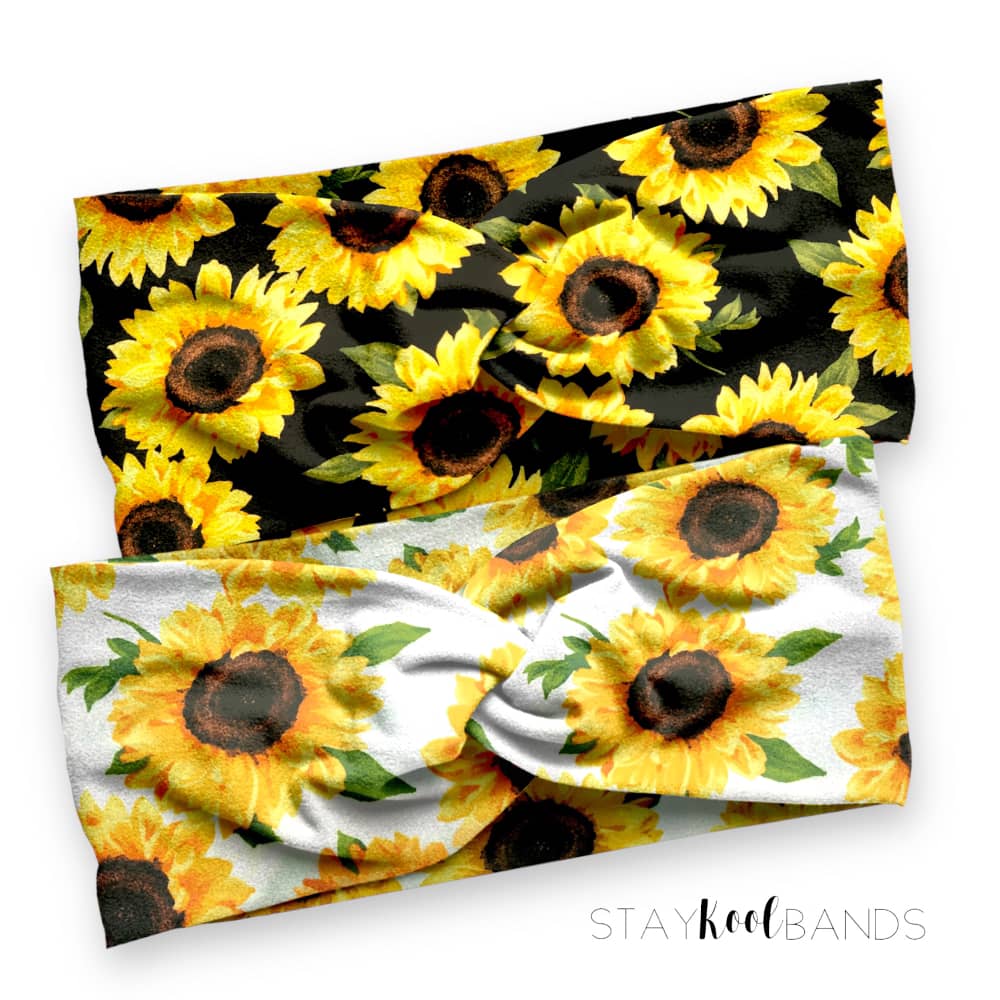 sunflower headband options in white or black