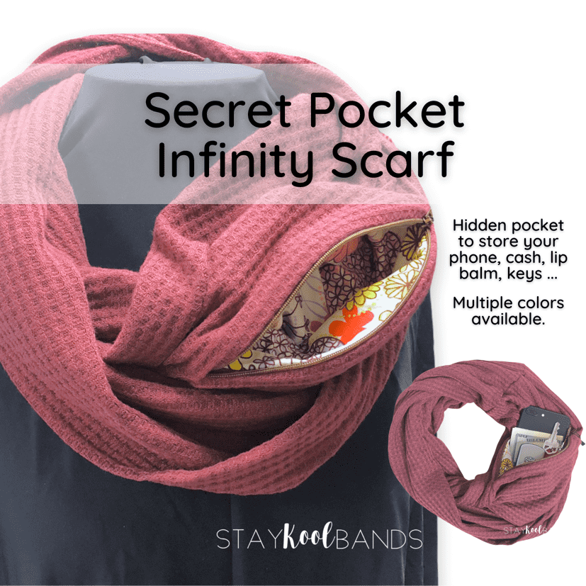 Secret Pocket Infinity Scarf - in Waffle