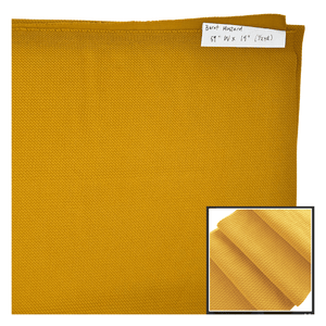Mustard yellow fabric swatch with a close-up inset on a white background
