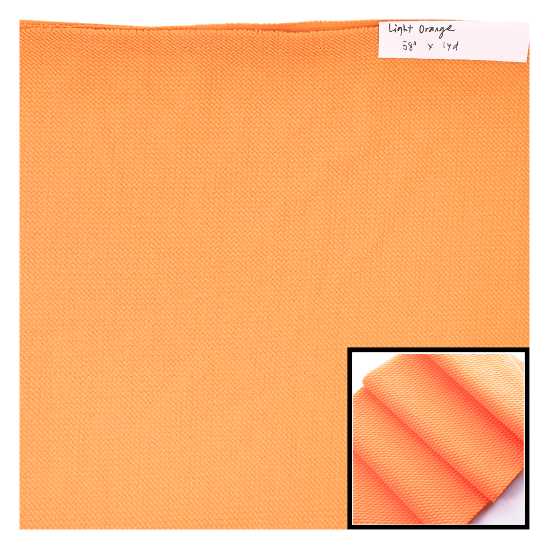 Light orange fabric swatch with a close-up inset on a white background