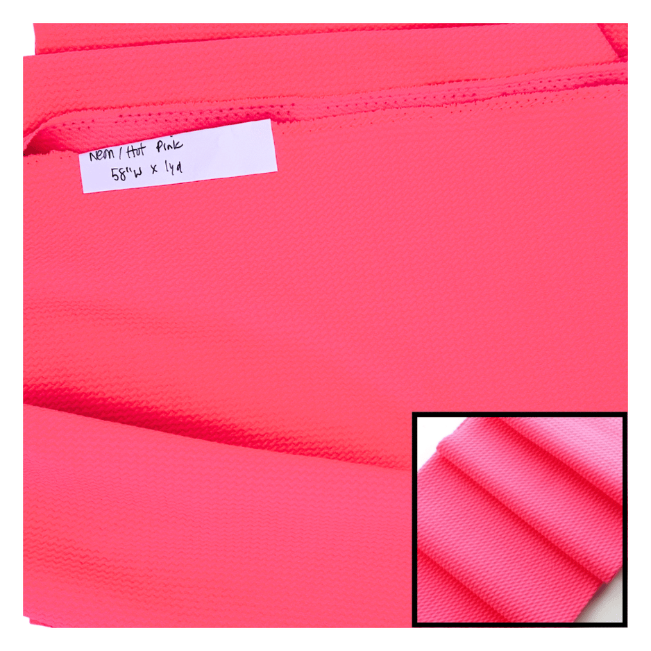 Neon pink fabric with a close-up inset on a white background