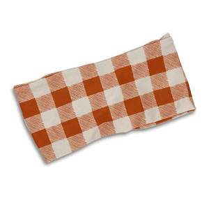 gingham or plaid orange and white back of headband