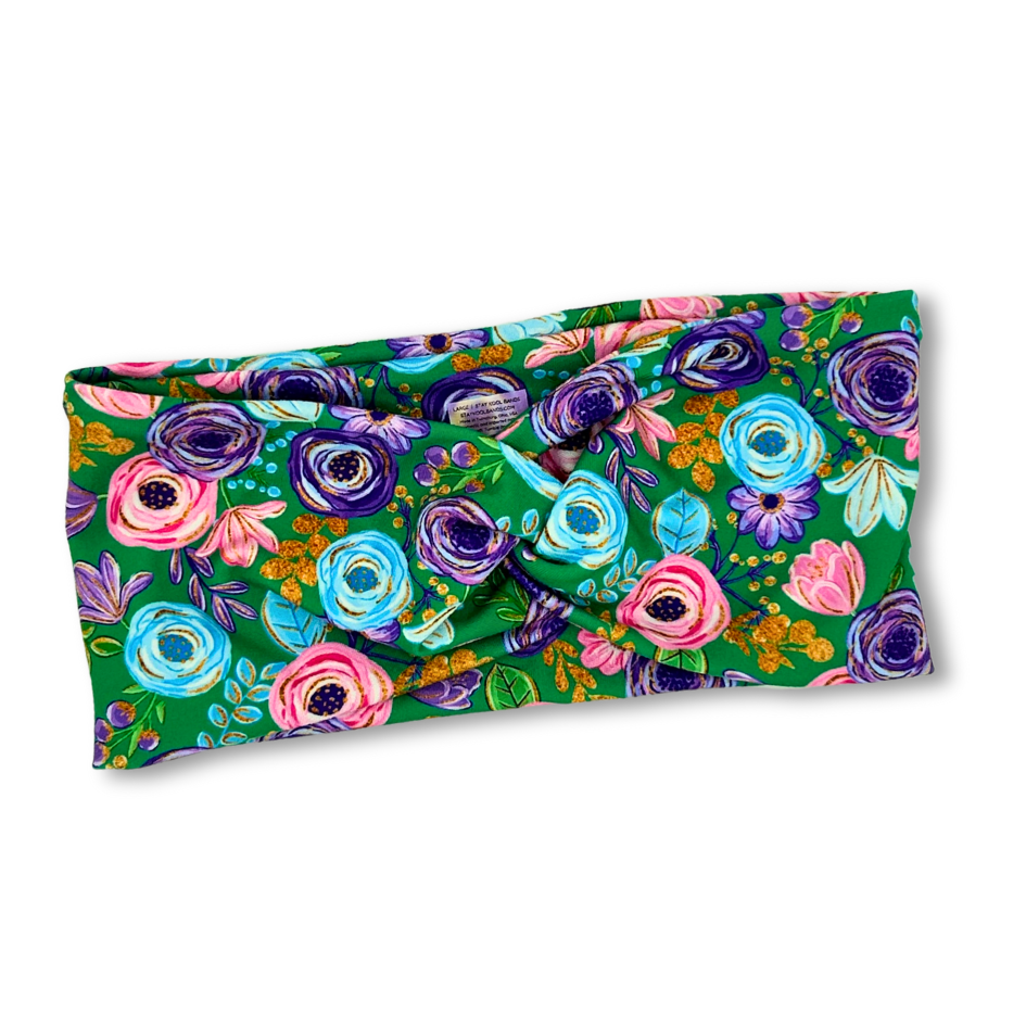 Green Springtime Floral Headband