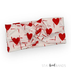 Bright Red Hearts Headband