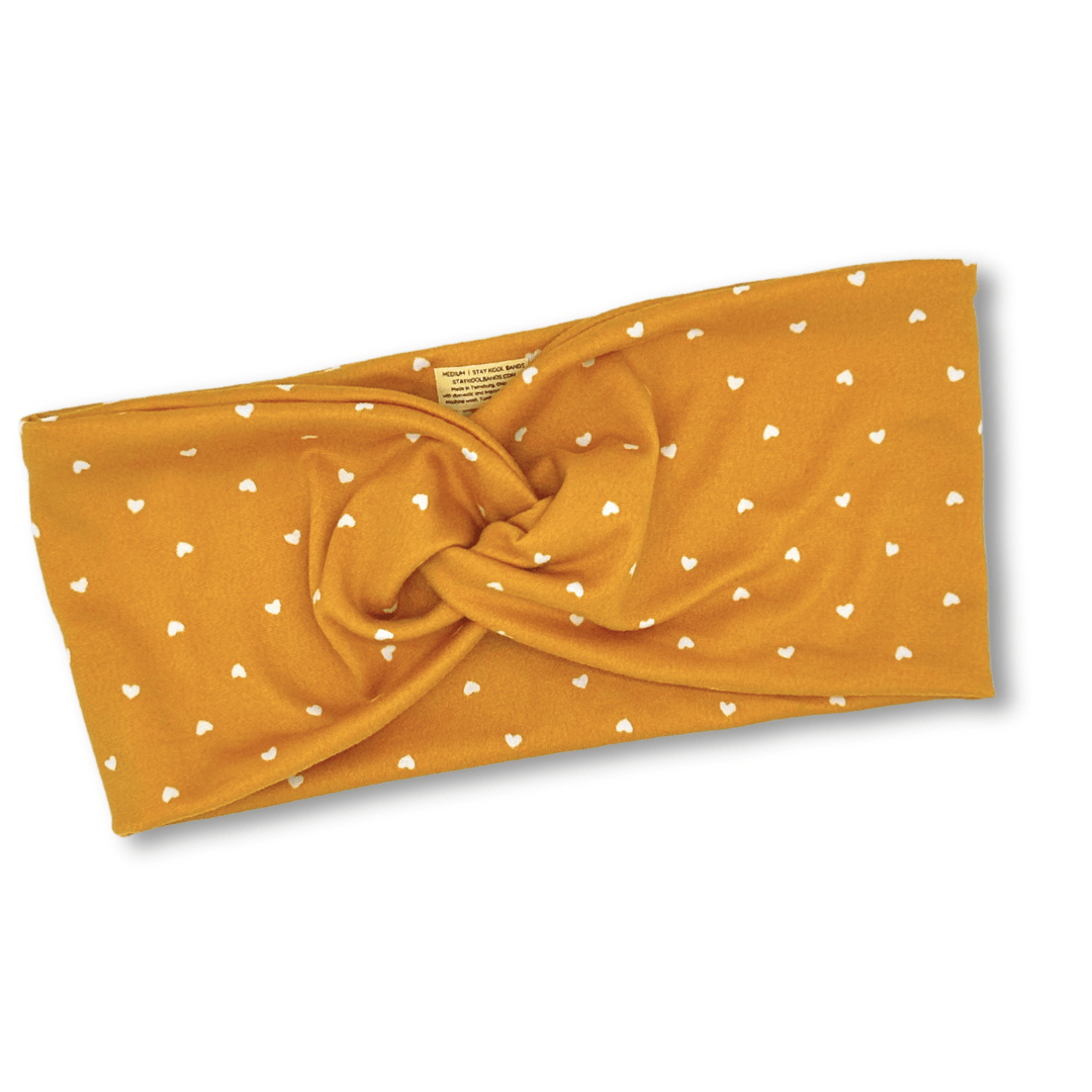 Hearts | Tiny Hearts on Mustard Yellow Headband