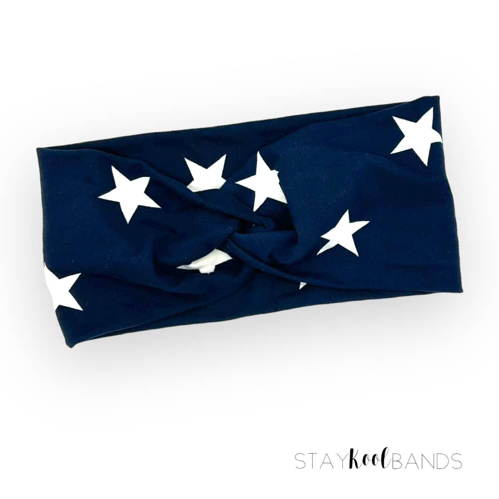 navy blue headband with white stars
