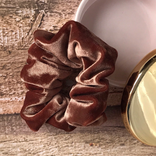 Velvety Scrunchie, Light Brown