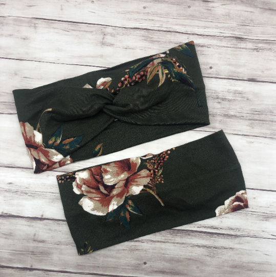 Olive with Brown Floral