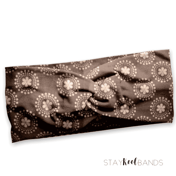 brown headband with cream circle mandala bursts