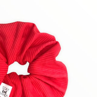 coral silky wide rib knit scrunchie
