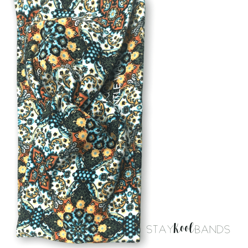 Olive green and yellow stained glass headband