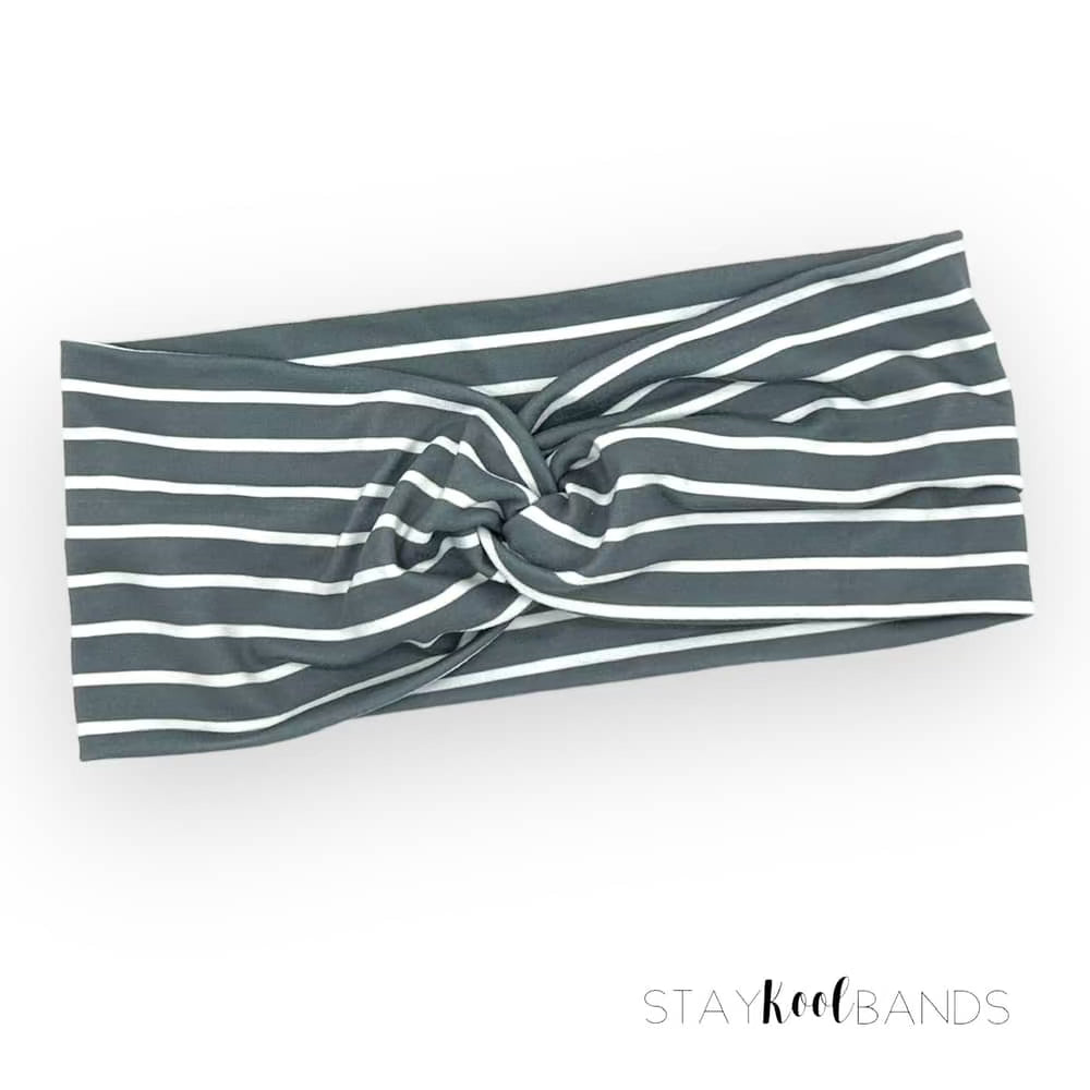 Gray and white striped headband