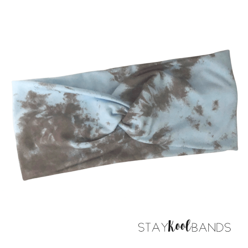 blue and slate tie dye headband