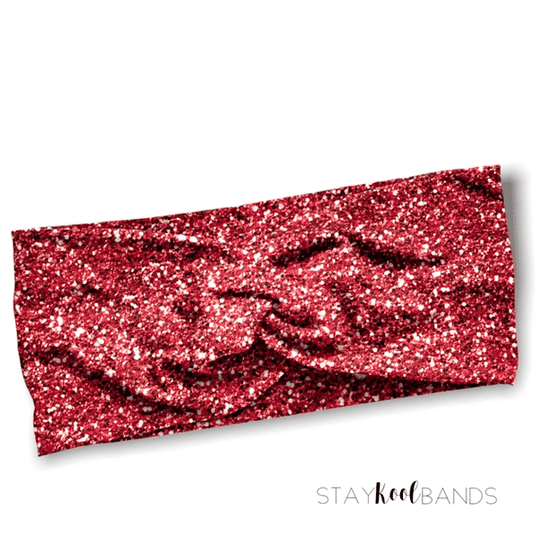 soft knit headband in faux red glitter