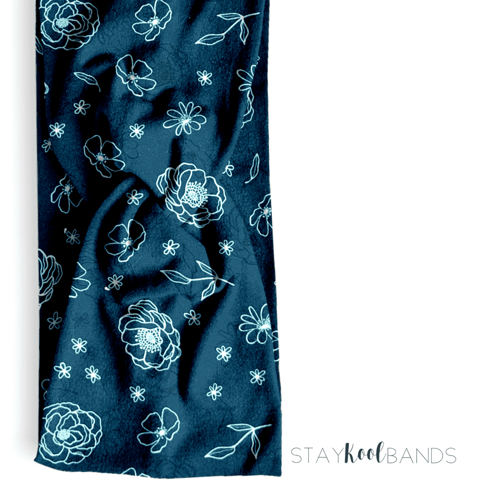 Floral on Dark Teal Headband