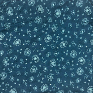 hand drawn flowers on a dark teal fabric. super soft items, sewn into knotties, headbands and more | Stay Kool Bands