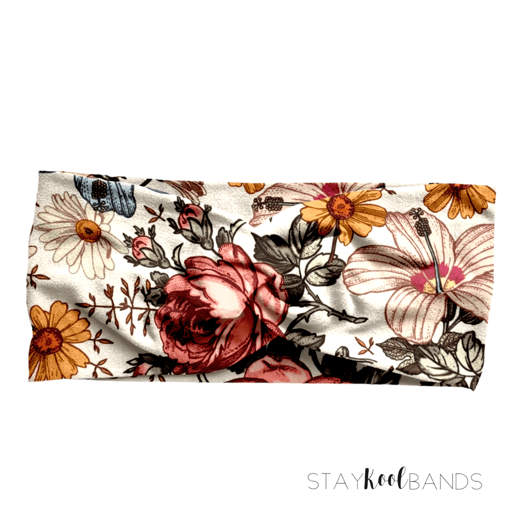 Vintage Floral Cream Headband