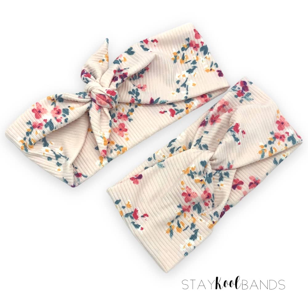 Peachy Floral on Rib Headband