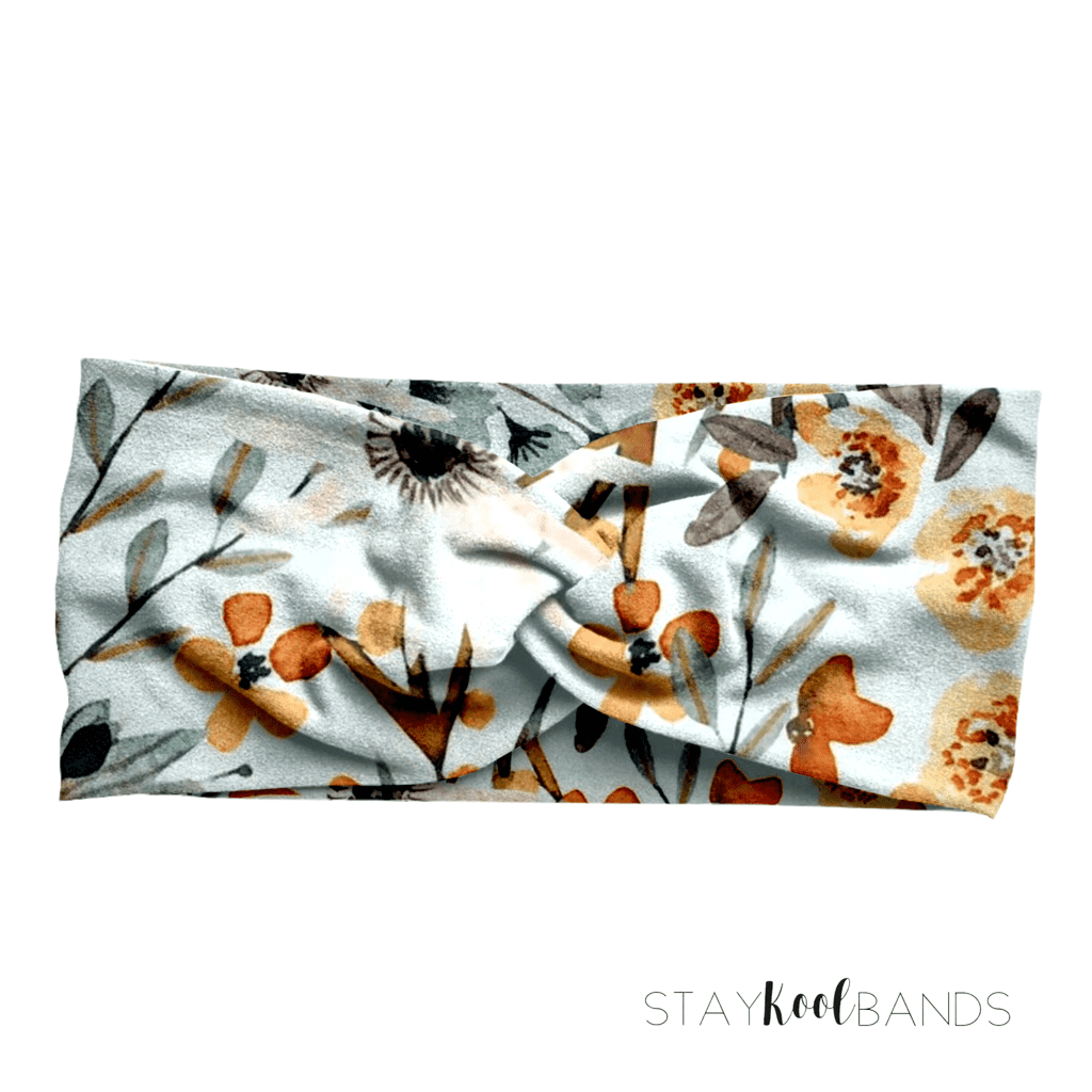 Brown Watercolor Floral Headband
