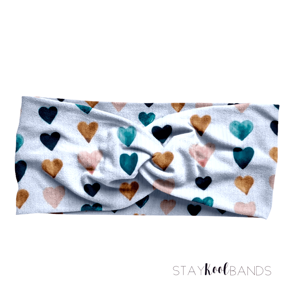 Watercolor Hearts Headband