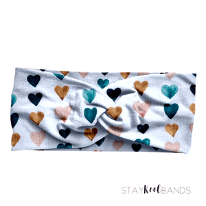 Watercolor Hearts Headband
