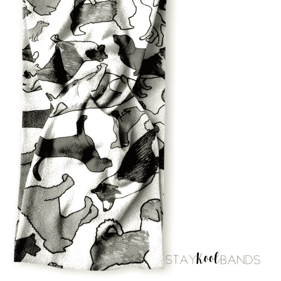 dog lover headband in white with multiple breeds