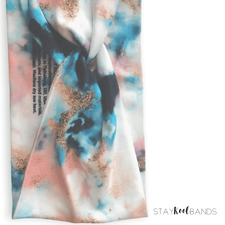 Tie Dye Teal Sparkle Headband