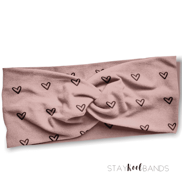 Black Hearts on Pink Headband