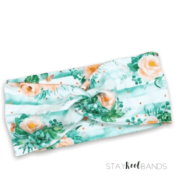 Cactus with Coral Floral Headband