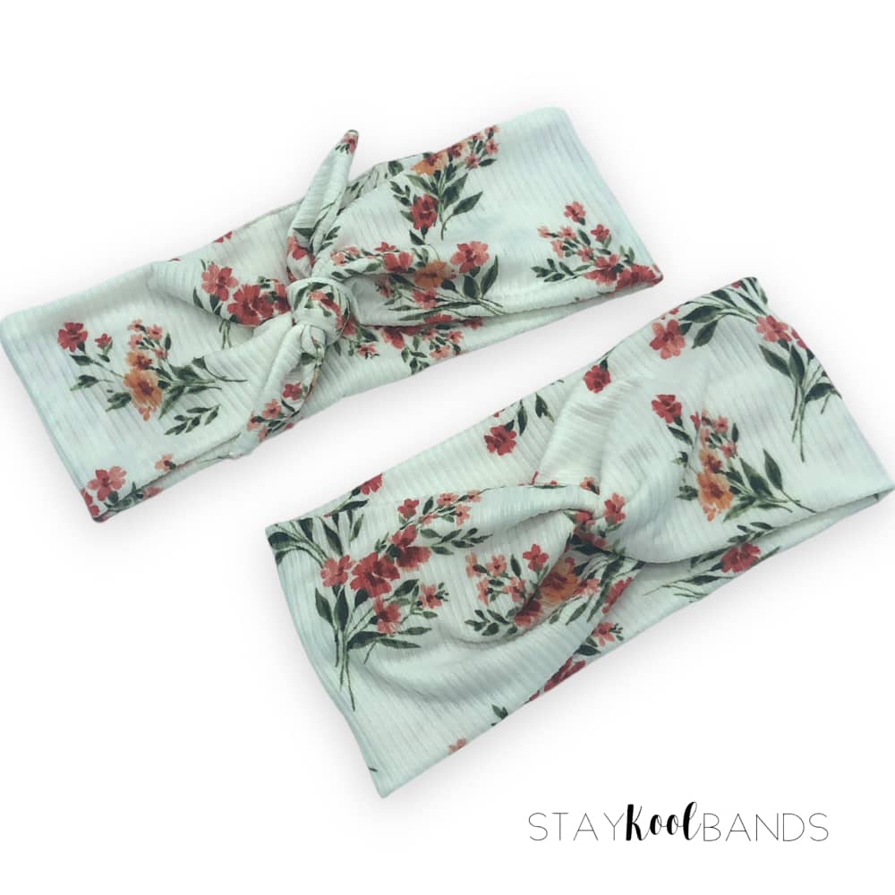 Wildflower Headband, in Peach or Blue
