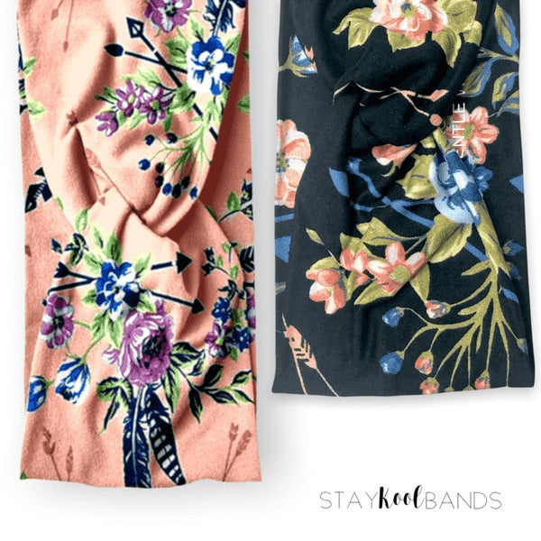Boho Floral | Black or Peach Arrow Headband