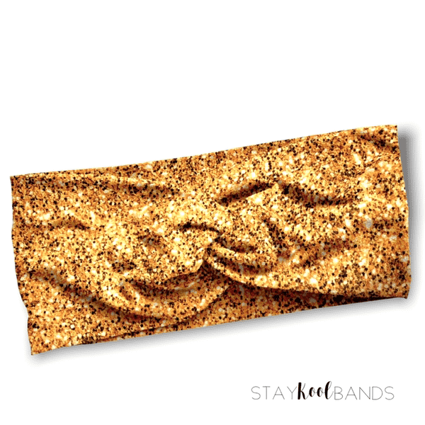 soft knit headband in faux gold glitter