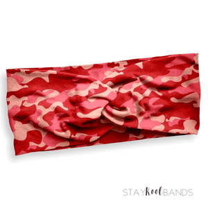 red camo headband by staykoolbands, wide view