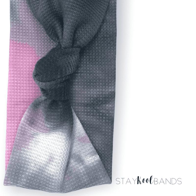 pink and grey tie dye waffle headband