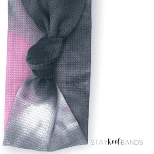 pink and grey tie dye waffle headband