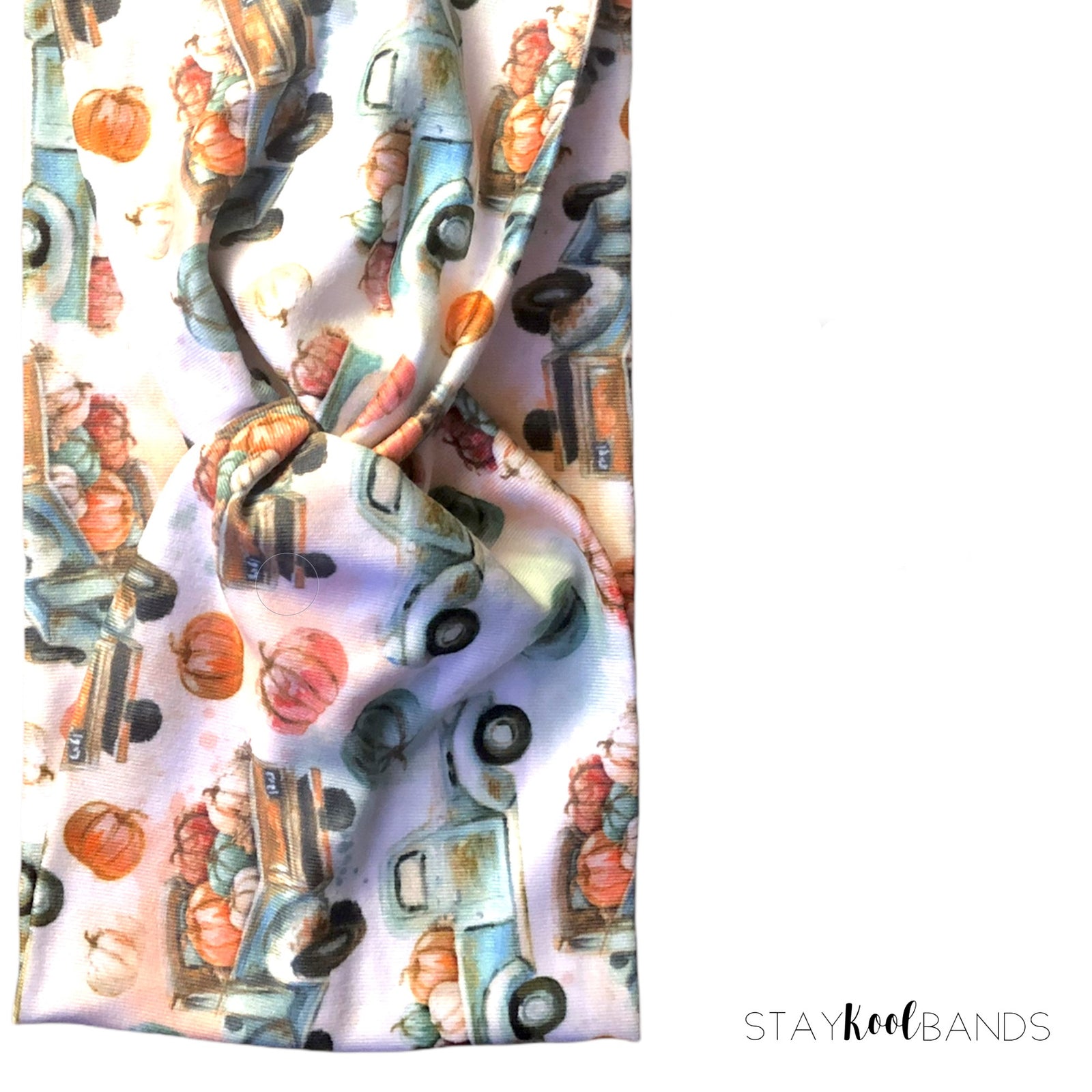 teal truck and pumpkins on headband