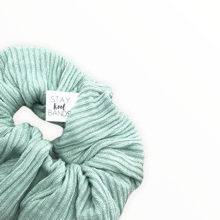 wide scrunchie in a light teal rib