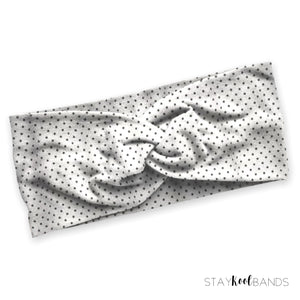 twist headband with mini polka dots